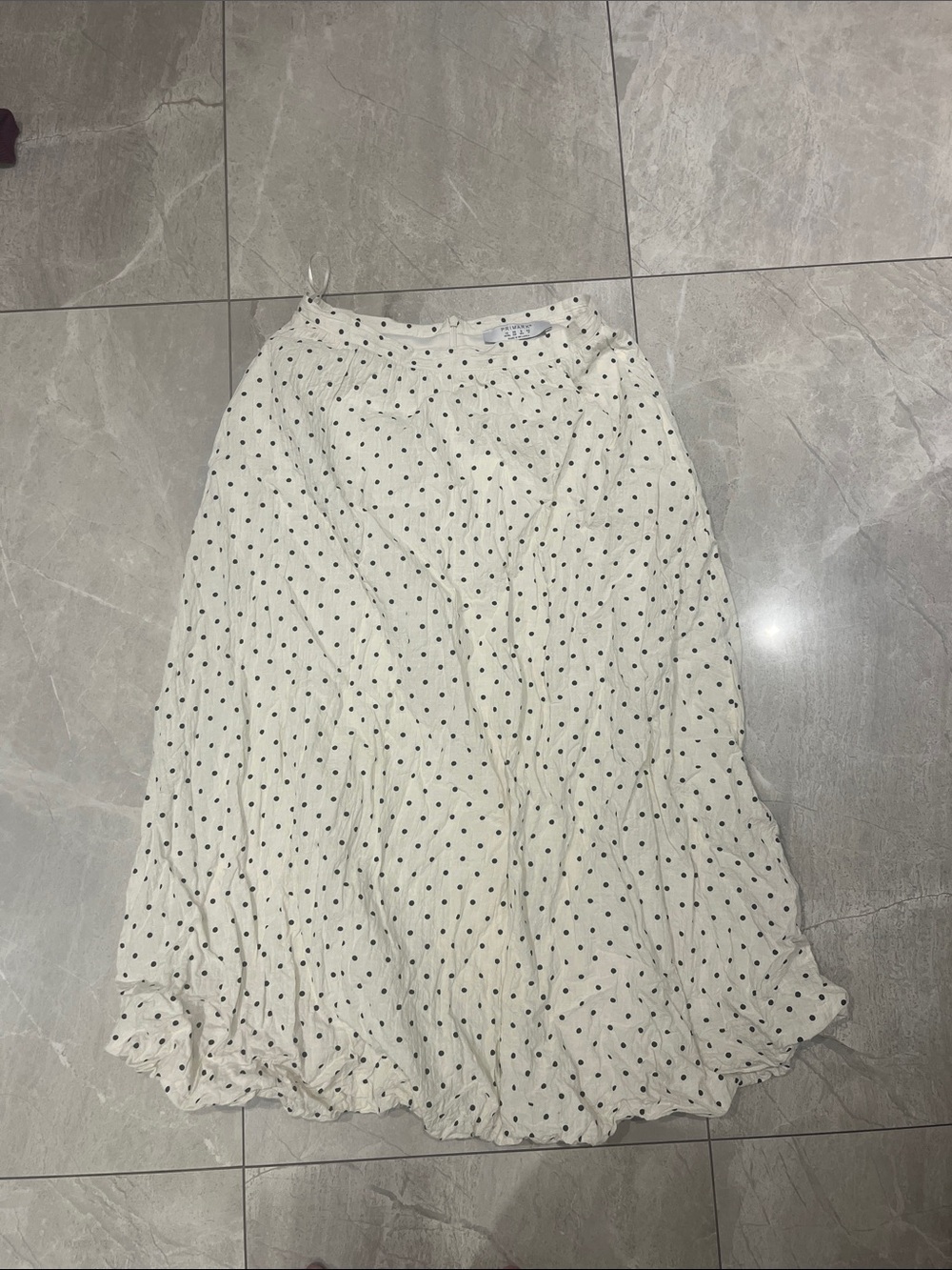Primark - White Polka Dot Midi Bubble Skirt - Lightweight Women's Skirt